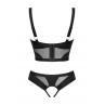 Жіноча білизна Комплект Obsessive CHIC AMORIA SET cup bra & crot panties Чорний