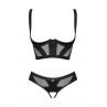 Жіноча білизна Комплект Obsessive CHIC AMORIA SET cup bra & crot panties Чорний