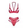 Жіноча білизна Комплект Obsessive CUPIDE DESIR SET cupless & crot thong Червоний колір