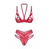 Жіноча білизна Комплект Obsessive CUPIDE DESIR SET cupless & crot thong Червоний колір