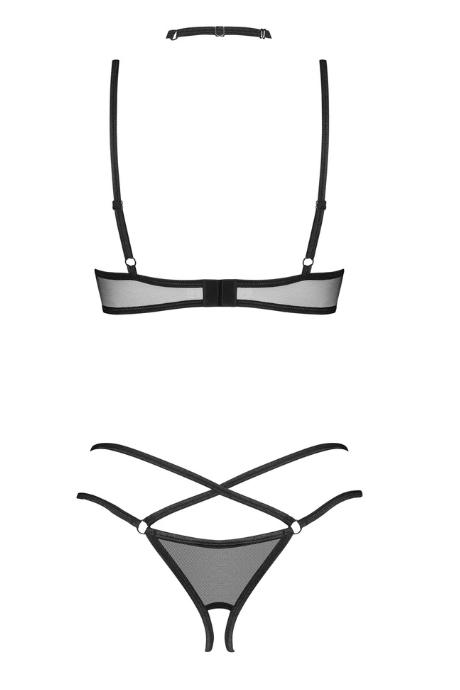 Жіноча білизна Комплект Obsessive DONARELLA SET cupless & crotchles thong Чорний
