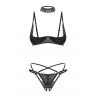 Жіноча білизна Комплект Obsessive DONARELLA SET cupless & crotchles thong Чорний колір