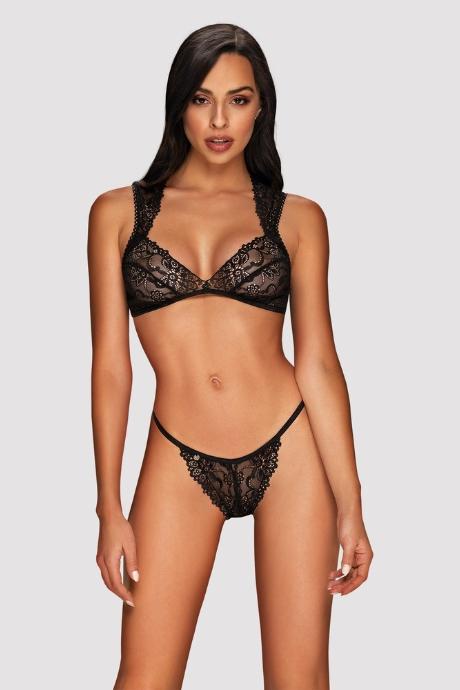 Жіноча білизна Комплект Obsessive ELISETTA SET bra & panties Чорний