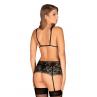 Жіноча білизна Комплект Obsessive FIGUREA SET bra thong garter belt Чорний
