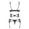 Жіноча білизна Комплект Obsessive FRIVOLLA SET garter belt lace belt & thong Чорний