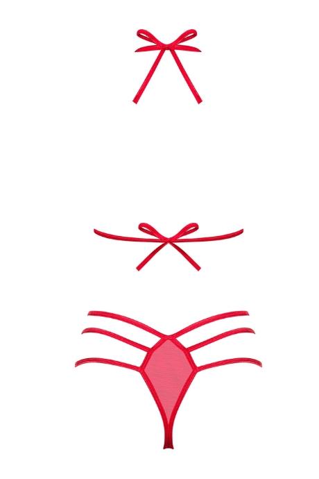 Жіноча білизна Комплект Obsessive GIFTELLA SET bra & thong Червоний колір