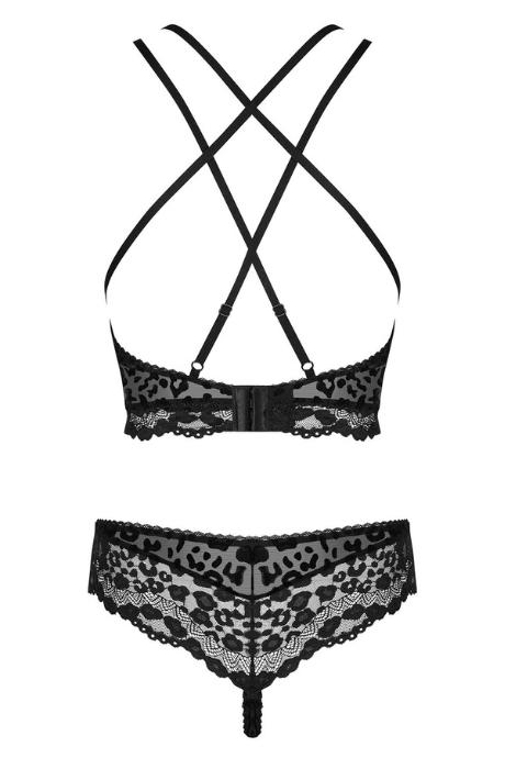 Жіноча білизна Комплект Obsessive GIULLY SET top & thong Чорний колір