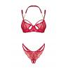 Жіноча білизна Комплект Obsessive MATILDEA SET bra & crotchless thong Червоний