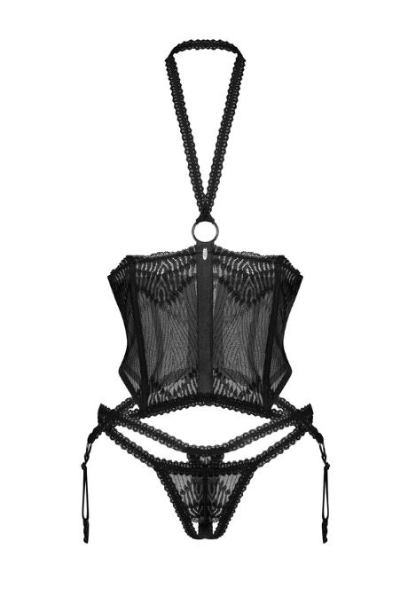 Жіноча білизна Корсет Obsessive ALLIANE CORSET cupless & thong Чорний