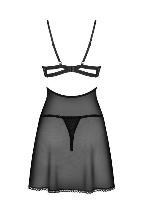 распродажа Obsessive NUTRIS Babydoll сорочка и трусы стринг черный