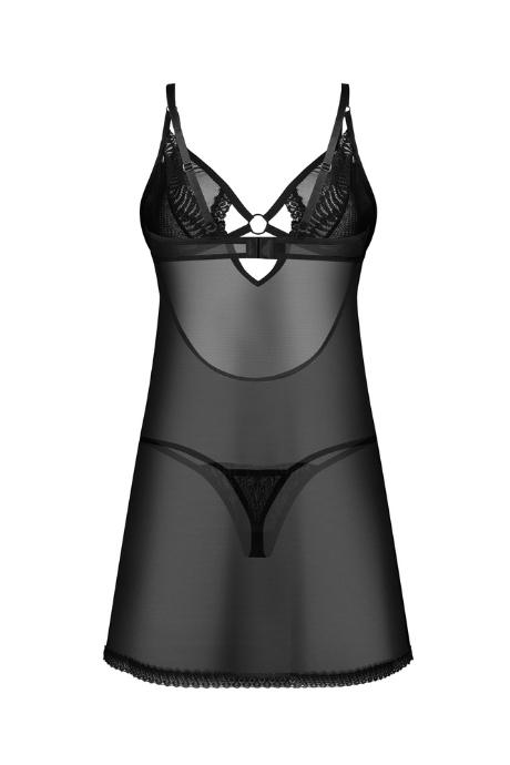 Жіноча білизна Комплект Obsessive ALLIANE CHEMISE & thong Чорний