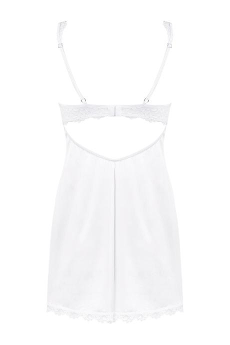 Жіноча білизна Комплект Obsessive AMOR BLANCO CHEMISE & thong Білий