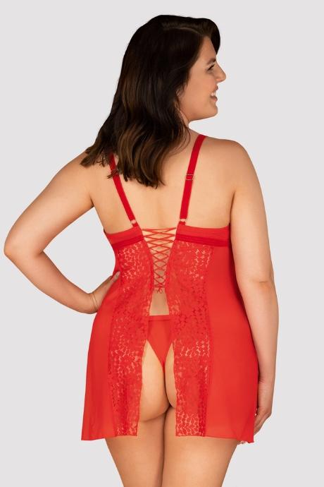 Жіноча білизна Комплект Obsessive BLOSSMINA CHEMISE & thong Червоний
