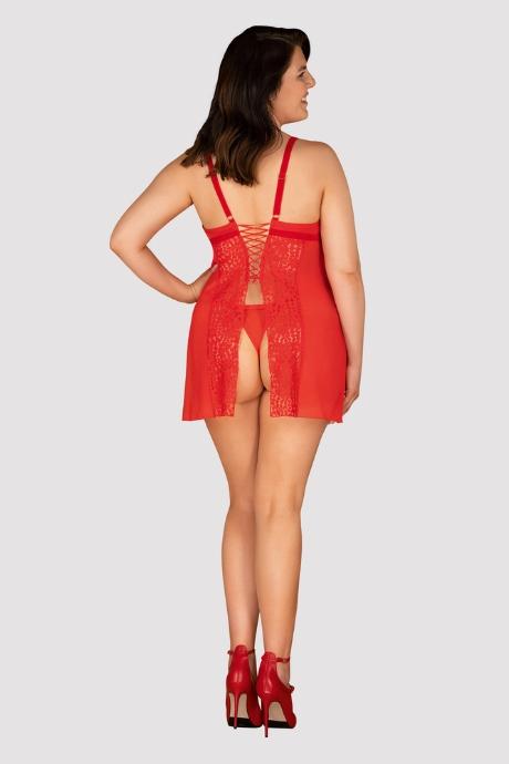 Жіноча білизна Комплект Obsessive BLOSSMINA CHEMISE & thong Червоний