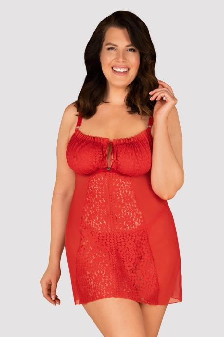 Жіноча білизна Комплект Obsessive BLOSSMINA CHEMISE & thong Червоний