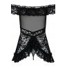 Жіноча білизна Комплект Obsessive FLORES BABYDOLL & thong Чорний