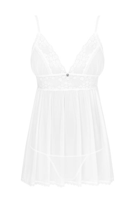 Жіноча білизна Комплект Obsessive HEAVENLLY BABYDOLL & thong Білий колір