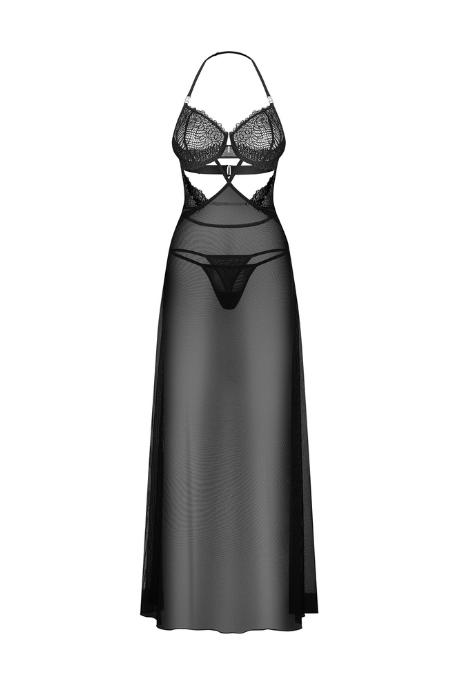 Жіноча білизна Комплект Obsessive ILIOSA CHEMISE & thong Чорний колір
