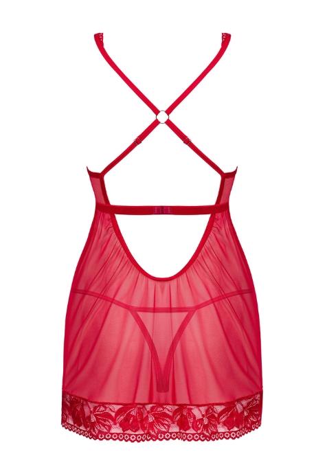 Жіноча білизна Комплект Obsessive LACELOVE BABYDOLL & thong Червоний