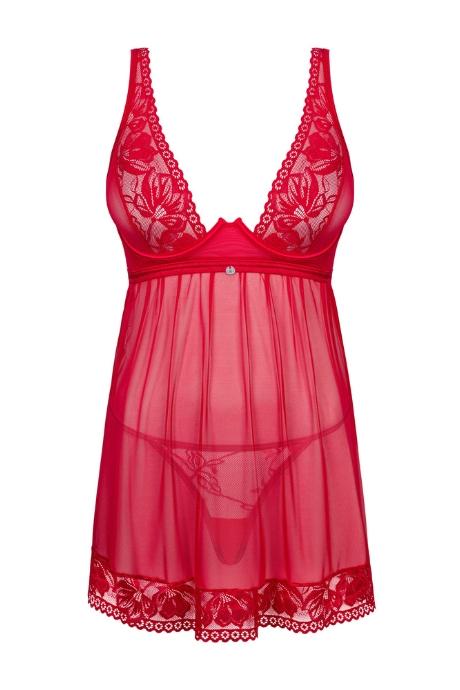 Жіноча білизна Комплект Obsessive LACELOVE BABYDOLL & thong Червоний