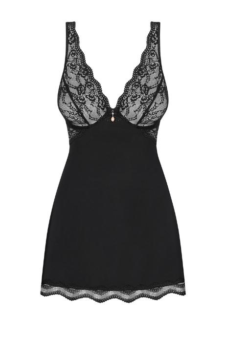 Жіноча білизна Комплект Obsessive LUVAE BABYDOLL & thong Чорний
