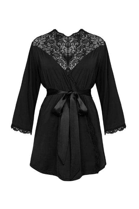 Жіноча білизна Пеньюар Obsessive BELLASTIA PEIGNOIR Чорний