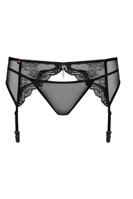 Жіноча білизна Пояс Obsessive CHARMS garter belt & thong Чорний колір