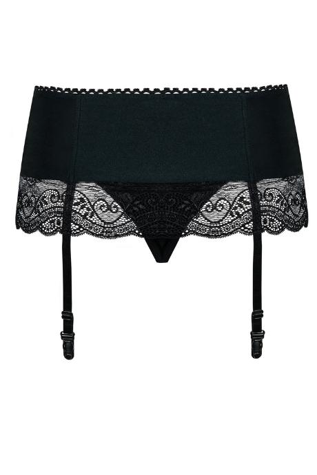 Жіноча білизна Пояс Obsessive MIAMOR garter belt & thong Чорний колір