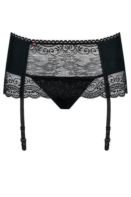 Жіноча білизна Пояс Obsessive MIAMOR garter belt & thong Чорний колір