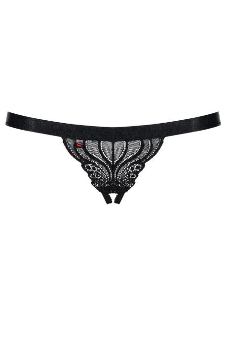 Жіноча білизна Стрінги Obsessive 828-THC-1 crotchless thong Чорний