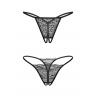 Жіноча білизна Стрінги Obsessive BIANCA crotchless thong 2 пари Чорний колір