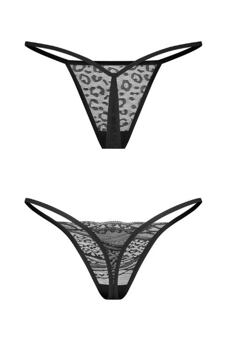 Жіноча білизна Стрінги Obsessive CLARA THONG 2 пари Чорний