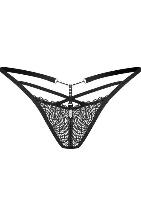 Жіноча білизна Стрінги Obsessive ILIOSA THONG Чорний колір