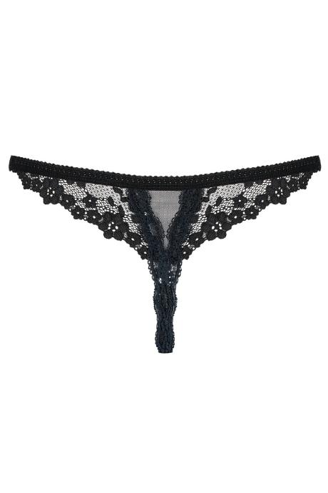 Жіноча білизна Стрінги Obsessive LETICA crotchless thong Чорний