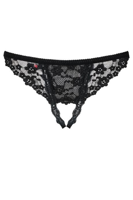Жіноча білизна Стрінги Obsessive LETICA crotchless thong Чорний