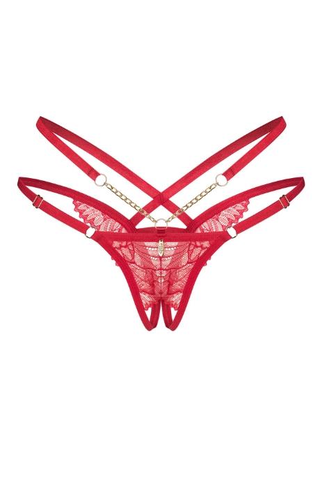 Жіноча білизна Стрінги Obsessive MATILDEA crotchless thong Червоний
