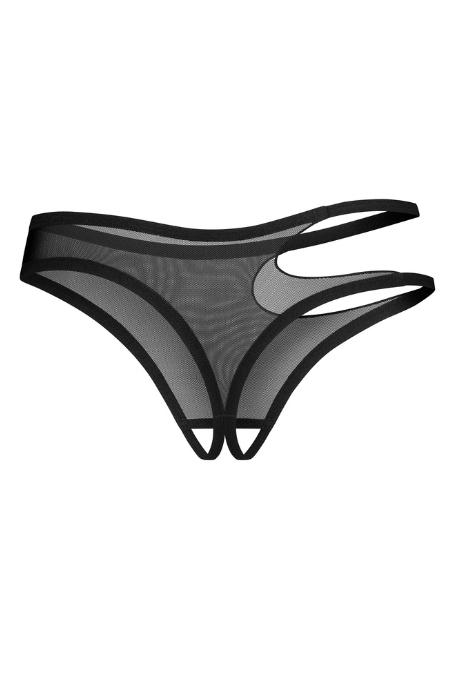 Жіноча білизна Стрінги Obsessive SATURIS crotchless thong Чорний