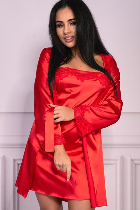LivCo Corsetti Jacqueline комплект халат та сорочка червоний