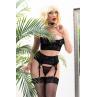 Комплект Chilirose 4652 SET top garter belt stockings & thong Чорний колір