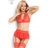 Комплект Chilirose 3890 SET Bra + Garter + String Червоний колір