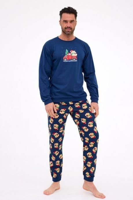 Cornette 115-290 B25 Піжама чоловіча з футболкою з довгим рукавом та штанами 290 Teddy 2 синій колір