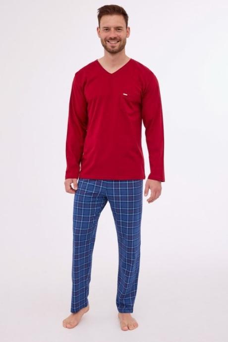 Cornette 122-262 B25 Піжама чоловіча з футболкою з довгим рукавом та штанами 262 Gordon т.червоний/синій колір