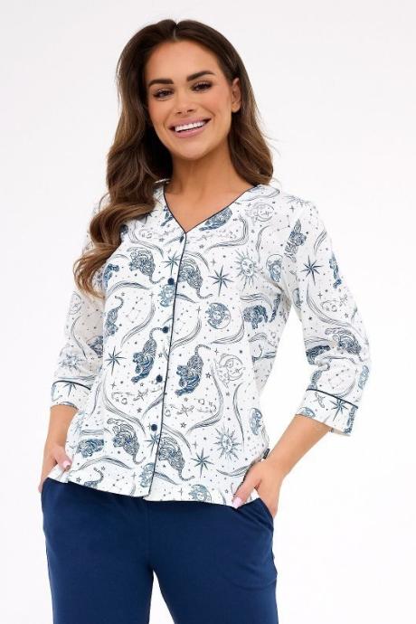 Cornette 162-446 B25 3-5XL Піжама жіноча 446 Kristin 2 бежево-синій