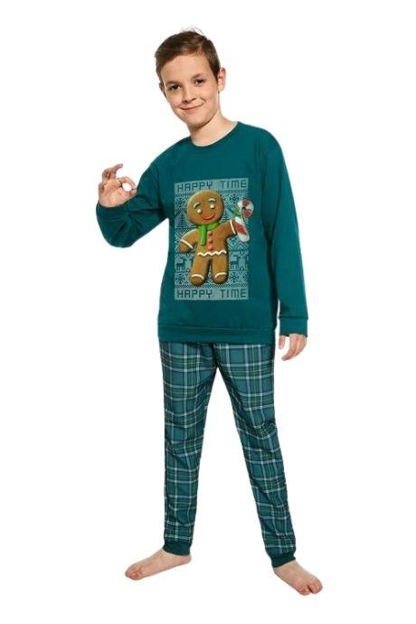 Cornette 593-23 Піжама для хлопчиків з футболкою з довгим рукавом та брюками принт зелений колір