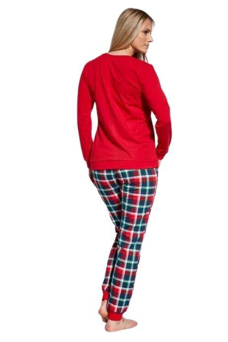 Cornette 671-23 Піжама жіноча з футболкою з длинным рукавом та брюками принт червоний колір