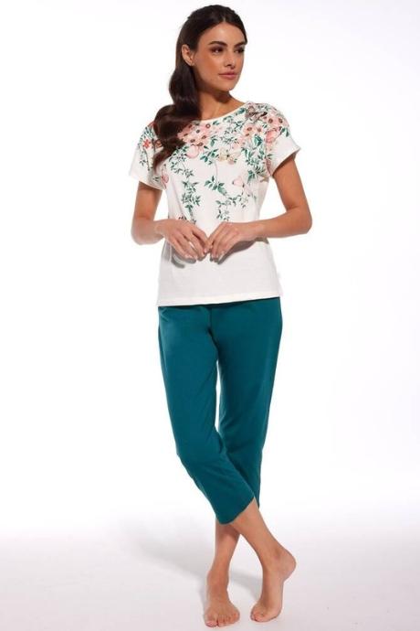 Cornette 369-281 A24 Піжама жіноча з футболкою з коротким рукавом та штанами 281 Spring біло-зелений колір