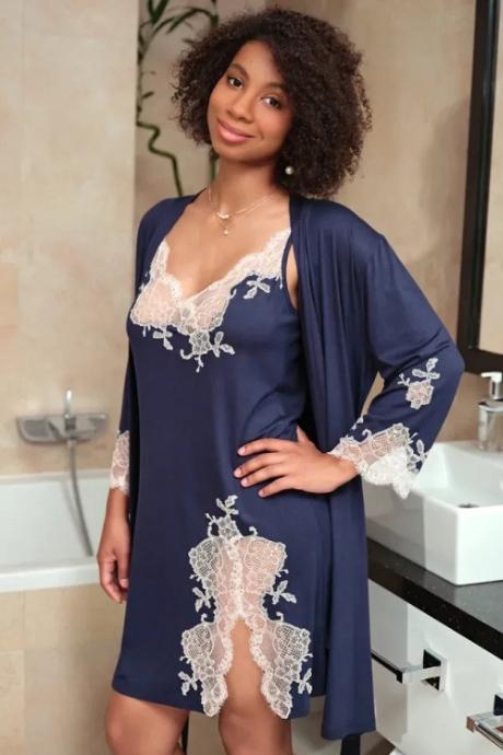 Effetto 03161 Халат жіночий синій колір