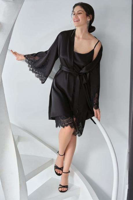 Effetto 04101SL Жіночий халат чорний колір