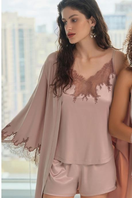 Effetto S03406 Жіночий халат рожевий беж колір