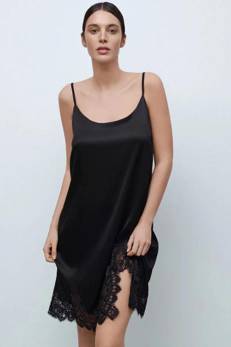 Effetto 04102SL Нічна сорочка жіноча на бретелі чорний колір